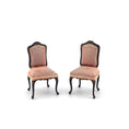 Load image into Gallery viewer, Bluette Maloney Hand Carved Pair Painted Silk Pink Upholstered Dining Chairs
