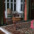 Load image into Gallery viewer, Miniature Dollhouse Carved Marquetry Inlay Side Table Artisan Signed A.E.V.
