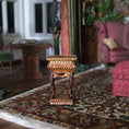 Load image into Gallery viewer, Miniature Dollhouse Carved Marquetry Inlay Side Table Artisan Signed A.E.V.
