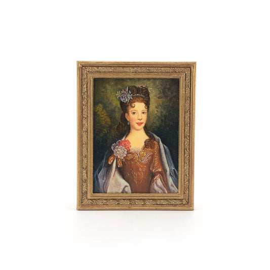 Paul Saltarelli Portrait of Princess Louisa Stewart Miniature Painting with Carved Frame