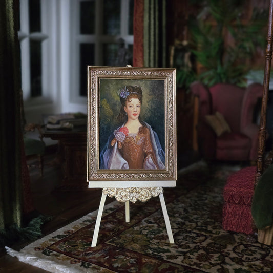 Paul Saltarelli Portrait of Princess Louisa Stewart Miniature Painting with Carved Frame