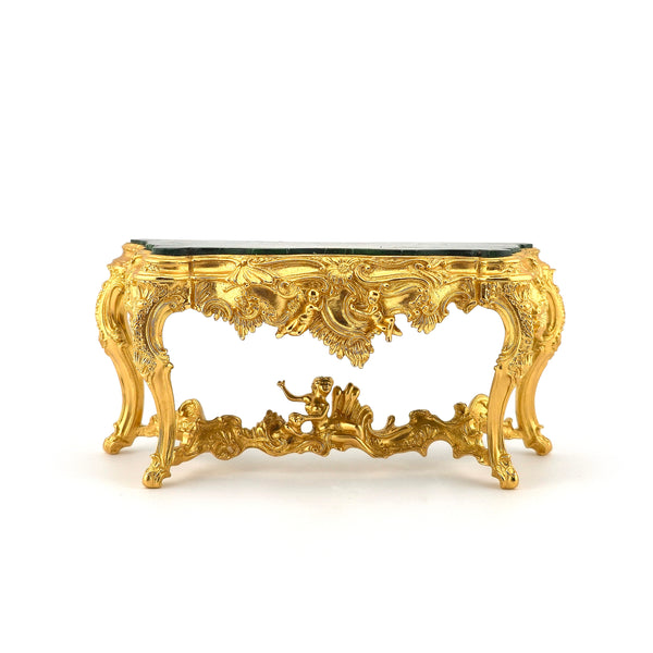 John Hodgson 1999 Gold Rococo Console with Green Marble Table Top 1:12