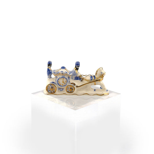 Sandy Turner Keramos Ceramics Gilt Delft Clock Carriage Austria 1:12 Scale