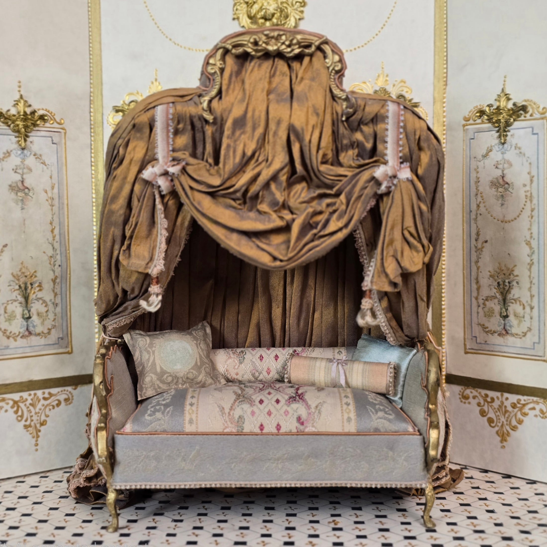 June Clinkscales 2009 Opulent Draped Silk Louis XV Canopy Daybed OOAK