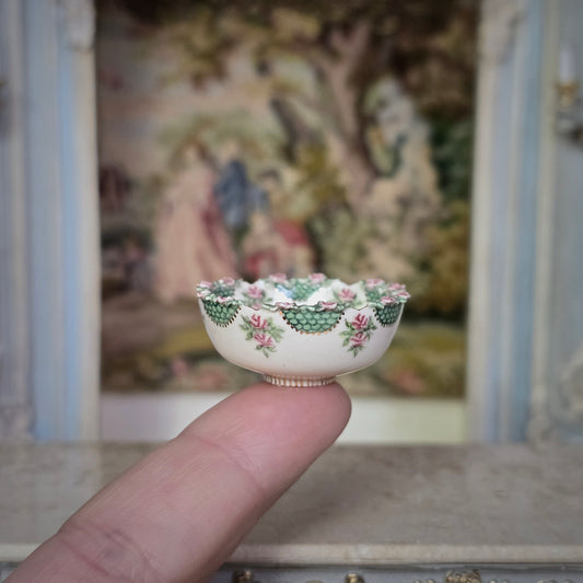 Teresa & Jean Welch OOAK Gilt Rose Garland Porcelain Bowl 1999 RARE
