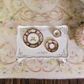 Load image into Gallery viewer, Teresa Welch Burgundy & Gold Floral 3-Piece Dessert Set RARE 1994

