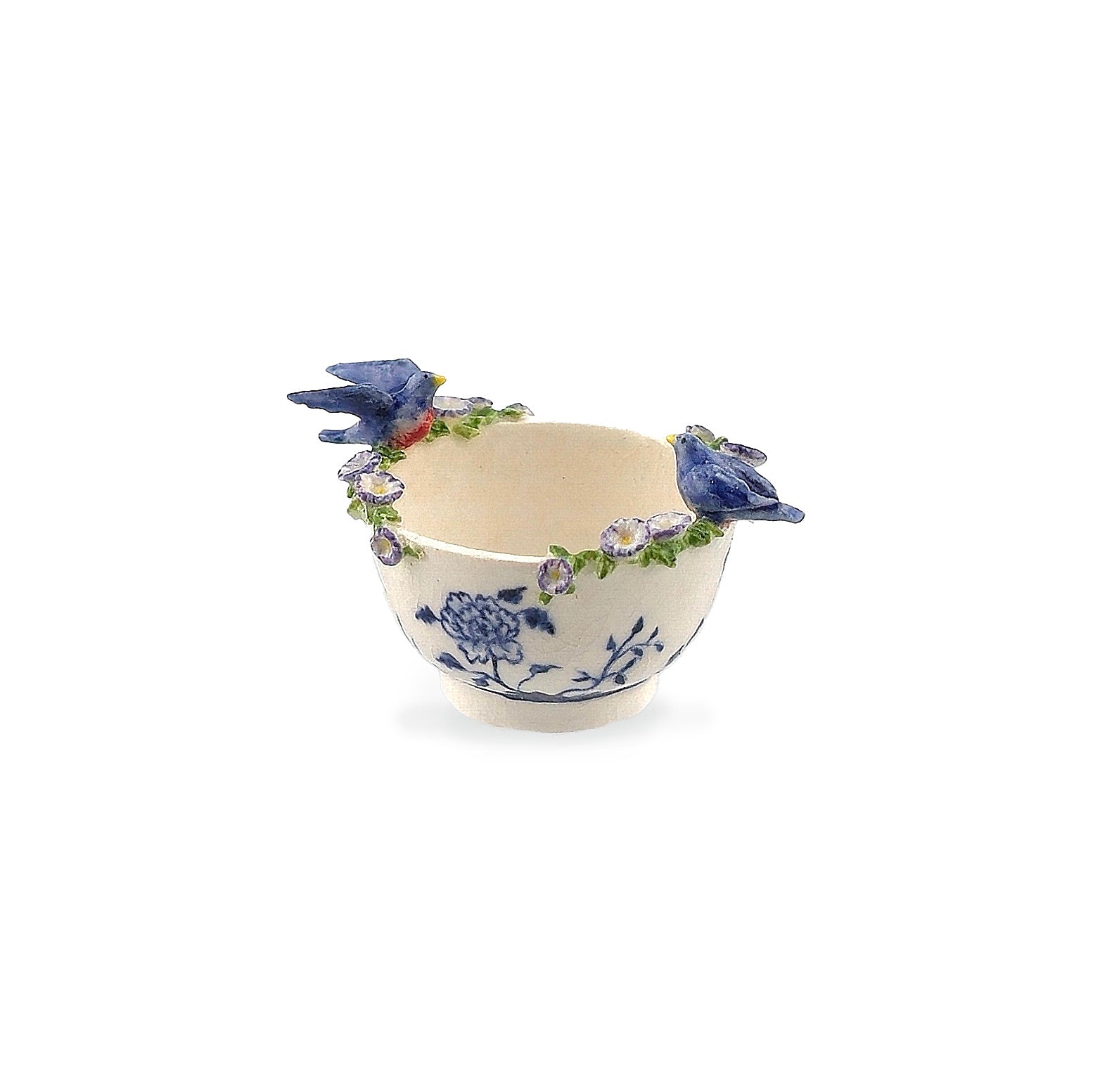 Jack Cashmere Blue Bird & Morning Glory Porcelain Decorative Bowl RARE