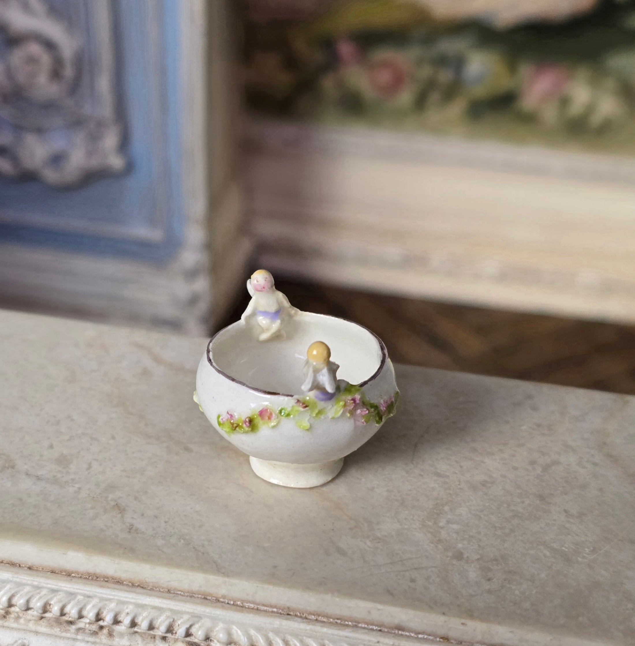Veronique Cornish Figural Cupid Angel Dimensional Decorative Bowl