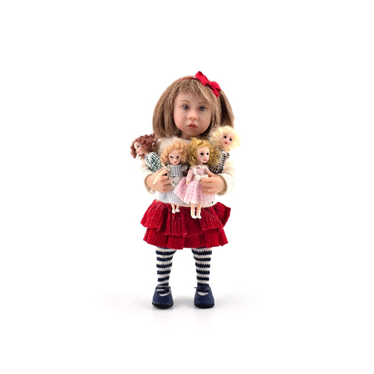Irina Martin Little Girl Dollhouse Doll Holding her Four Micro Dolls