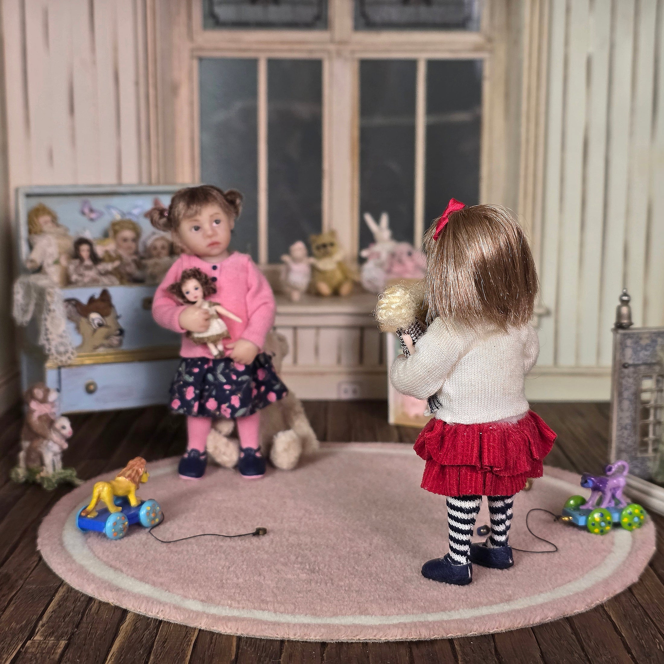 Irina Martin Little Girl Dollhouse Doll Holding her Four Micro Dolls
