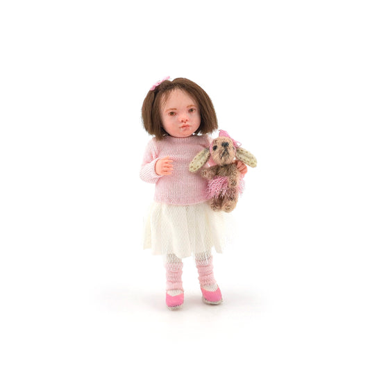 Irina Martin Dollhouse Doll Pouty Little Girl in Tutu with Anna Braun Bunny