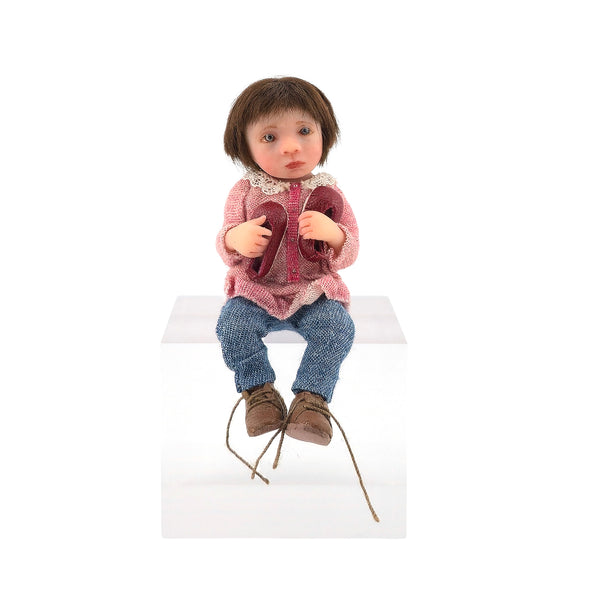 Irina Martin Seated Brunette Girl Dollhouse Doll "But I Want to Wear My Pretty Shoes!"