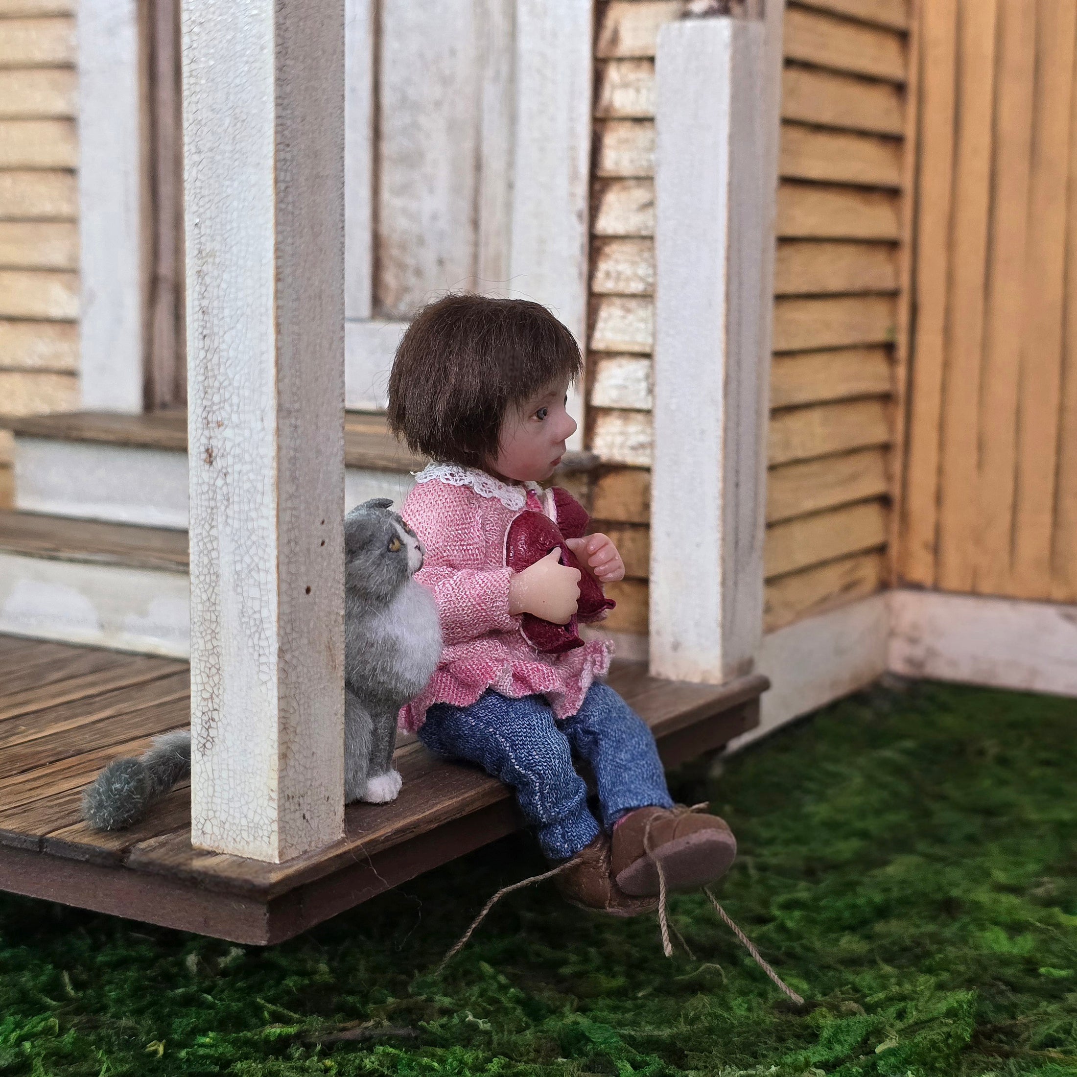 Irina Martin Seated Brunette Girl Dollhouse Doll "But I Want to Wear My Pretty Shoes!"