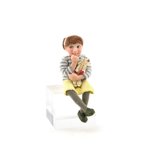 Catherine Muniere Sculpted Older Little Girl Doll with Lamb Chop Toy
