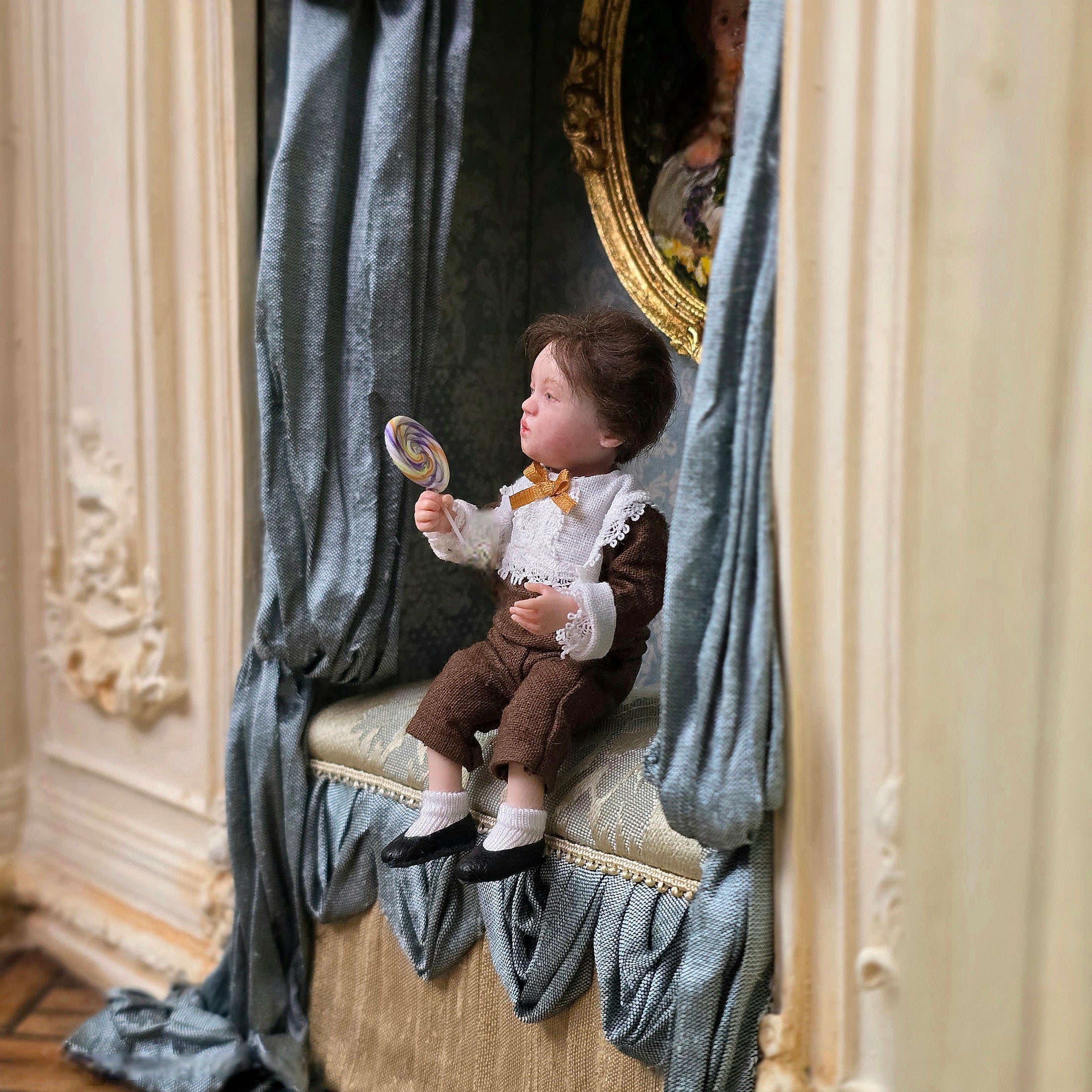 Irina Martin Fancy Little Boy with Lollipop Dollhouse Doll
