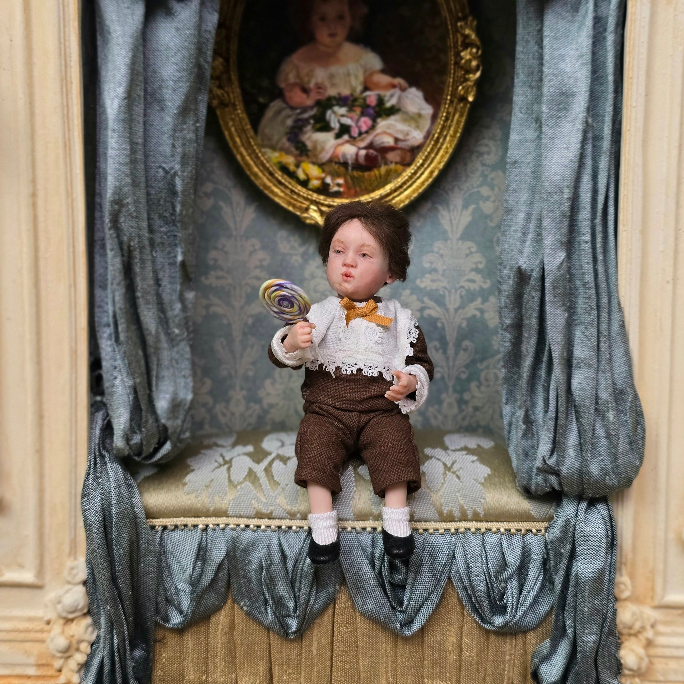 Irina Martin Fancy Little Boy with Lollipop Dollhouse Doll