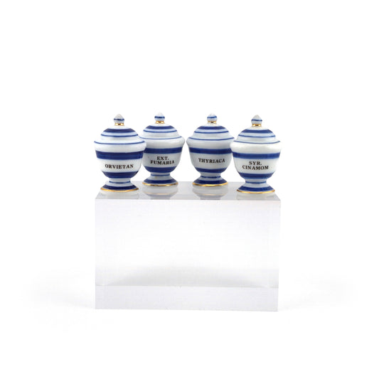 Mini Mundus Blue & White Porcelain Apothecary Jars Set of 4 Style A Group 1