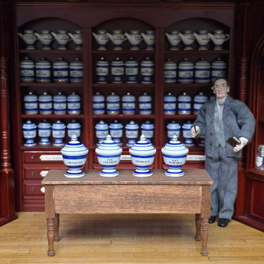 Mini Mundus Blue & White Porcelain Apothecary Jars Set of 4 Style A Group 1