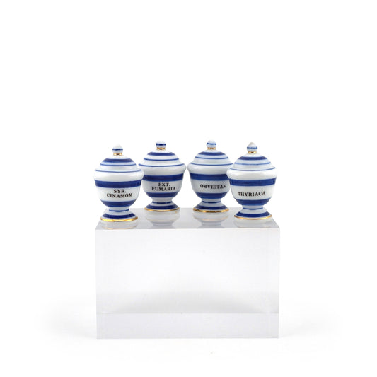 Mini Mundus Blue & White Porcelain Apothecary Jars Set of 4 Style A Group 3