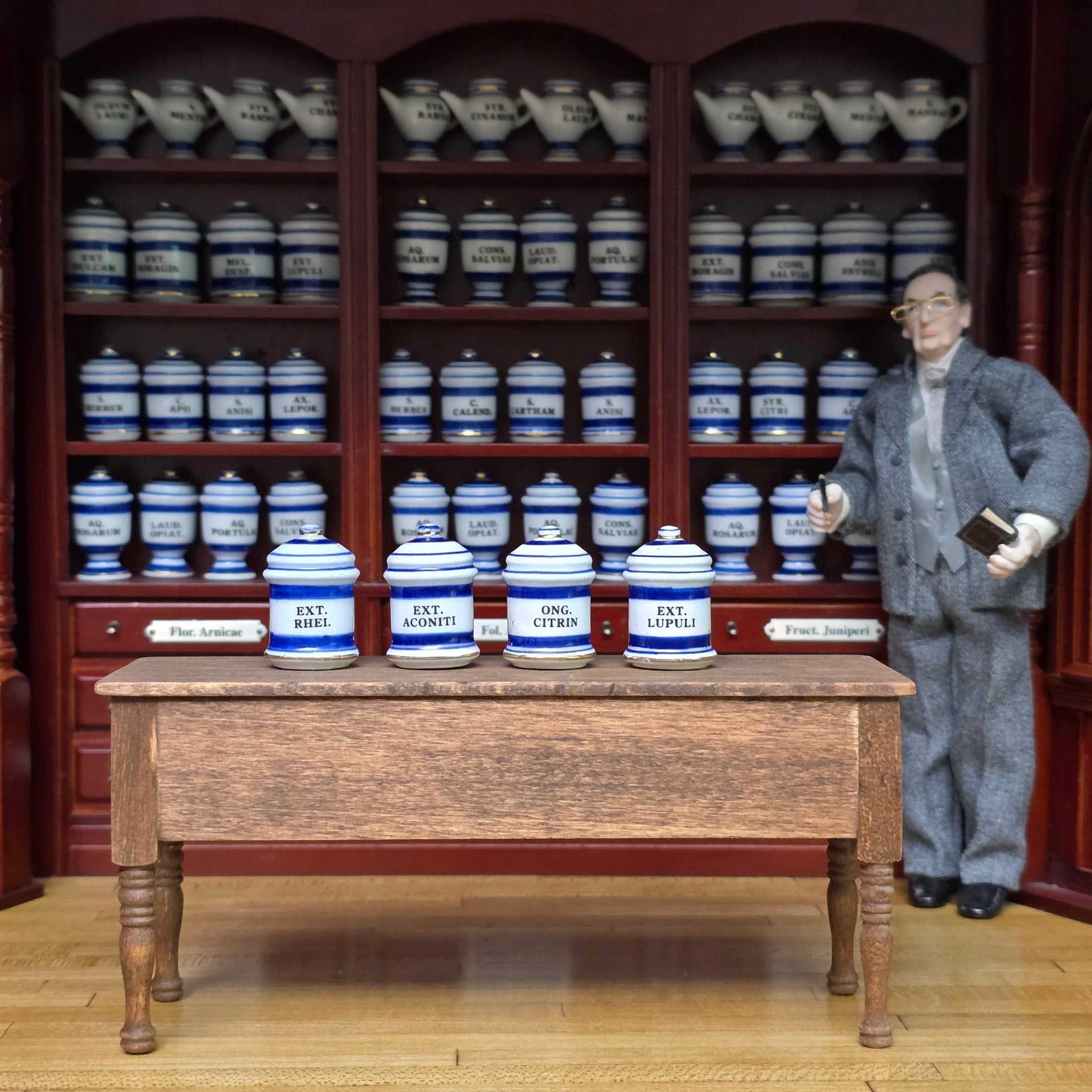 Mini Mundus Blue & White Porcelain Apothecary Jars Set of 4 Style B Group 1