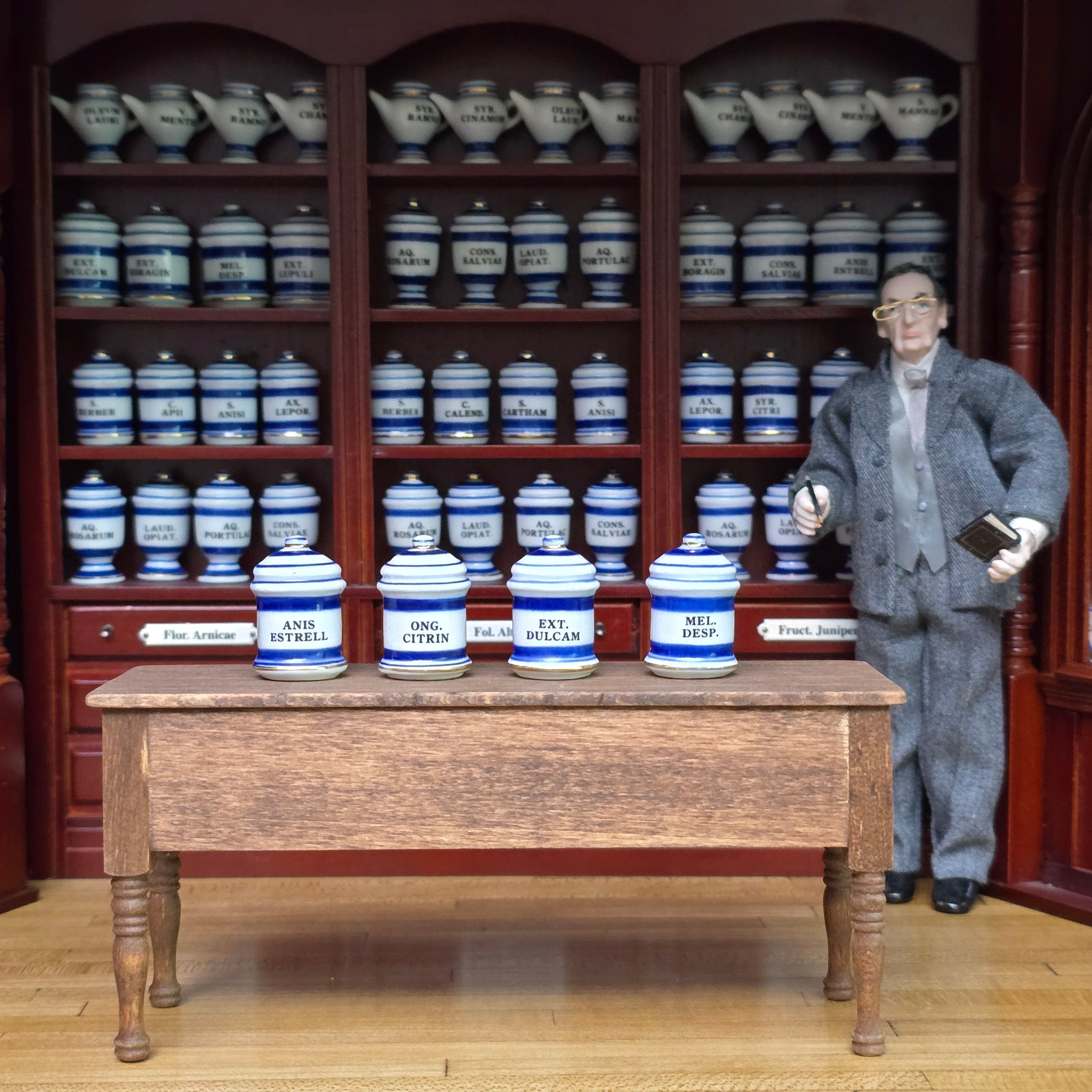 Mini Mundus Blue & White Porcelain Apothecary Jars Set of 4 Style B Group 2