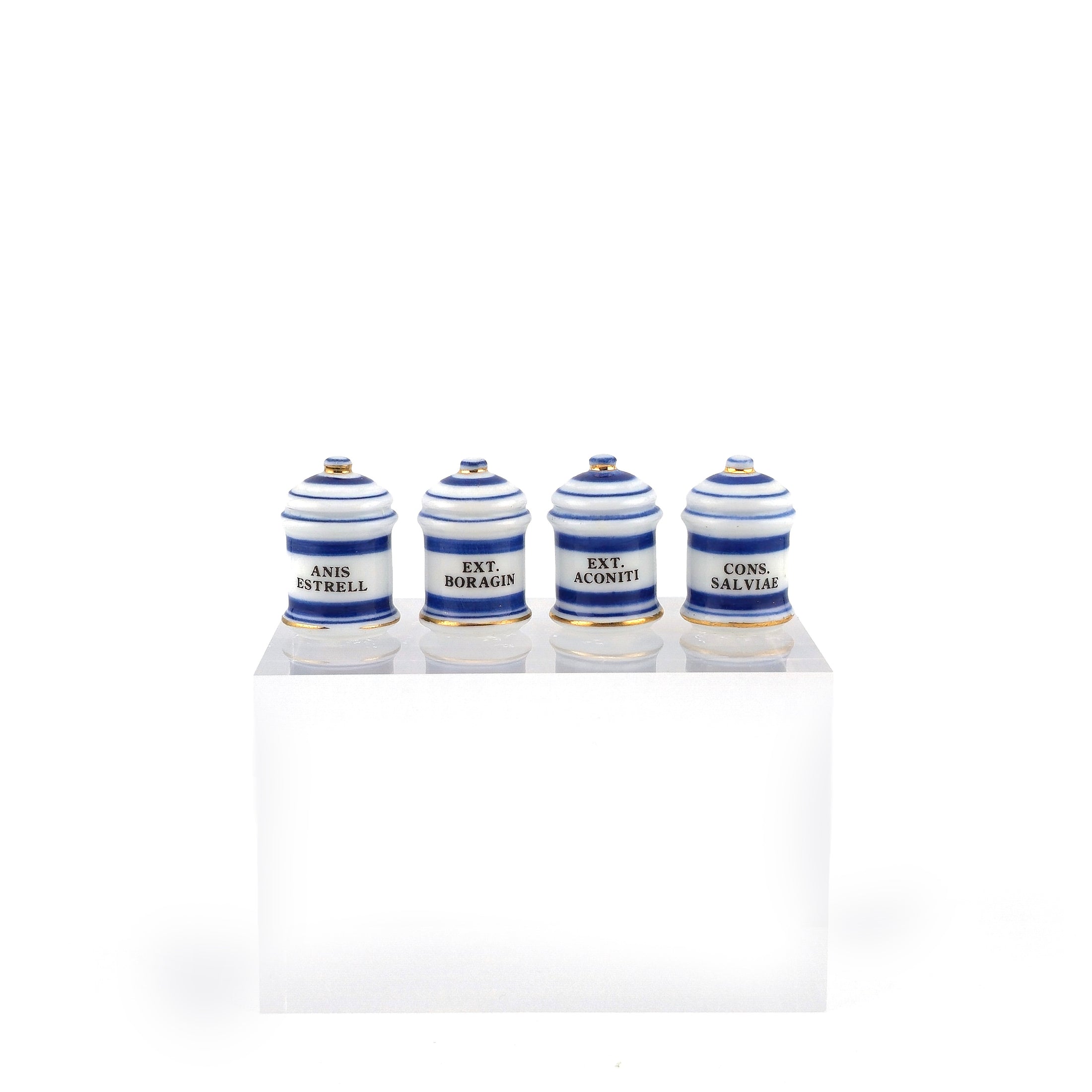 Mini Mundus Blue & White Porcelain Apothecary Jars Set of 4 Style B Group 4