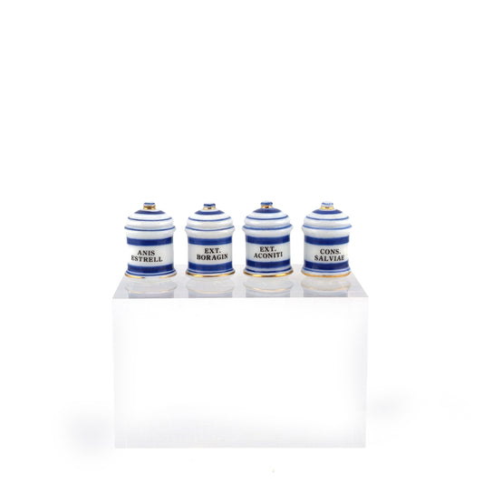 Mini Mundus Blue & White Porcelain Apothecary Jars Set of 4 Style B Group 4