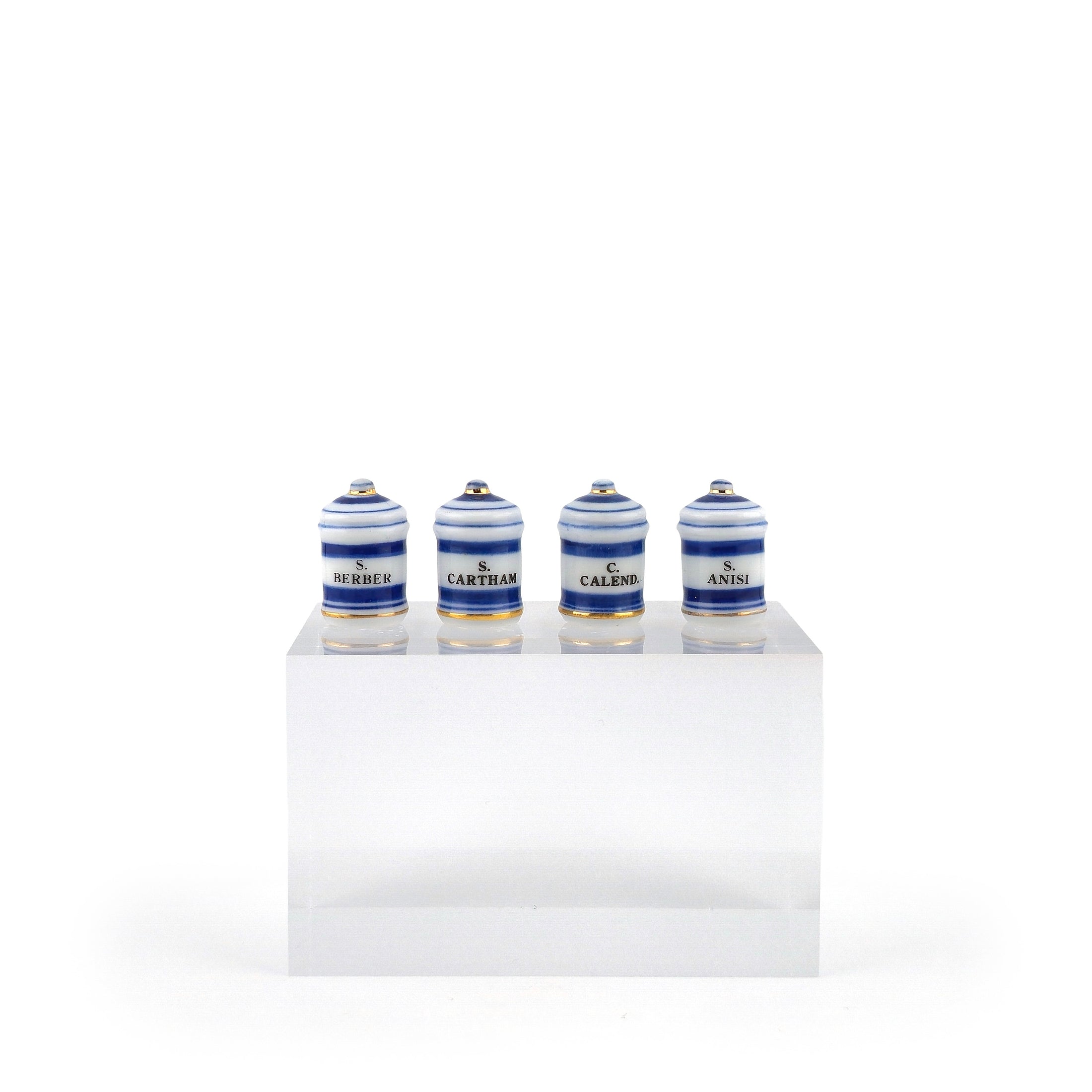 Mini Mundus Blue & White Porcelain Apothecary Jars Set of 4 Style C Group 2