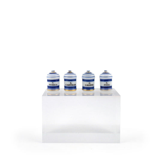 Mini Mundus Blue & White Porcelain Apothecary Jars Set of 4 Style C Group 2