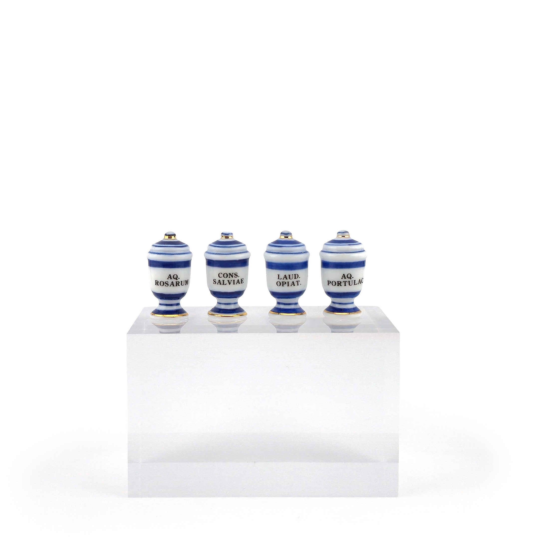 Mini Mundus Blue & White Porcelain Apothecary Jars Set of 4 Style D Group 1