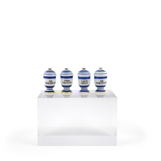 Mini Mundus Blue & White Porcelain Apothecary Jars Set of 4 Style D Group 1