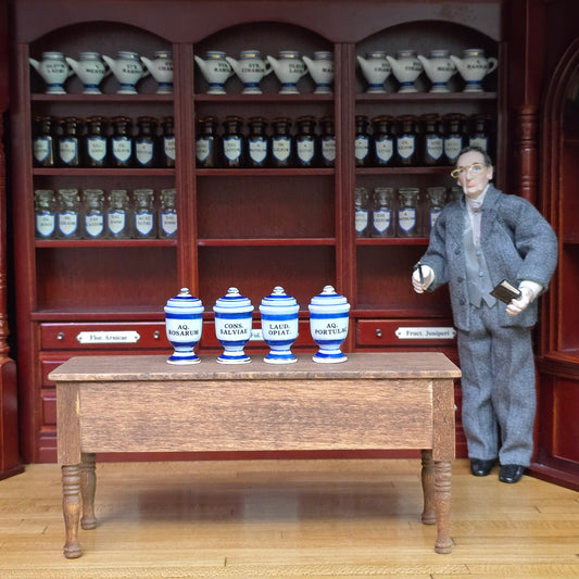 Mini Mundus Blue & White Porcelain Apothecary Jars Set of 4 Style D Group 1