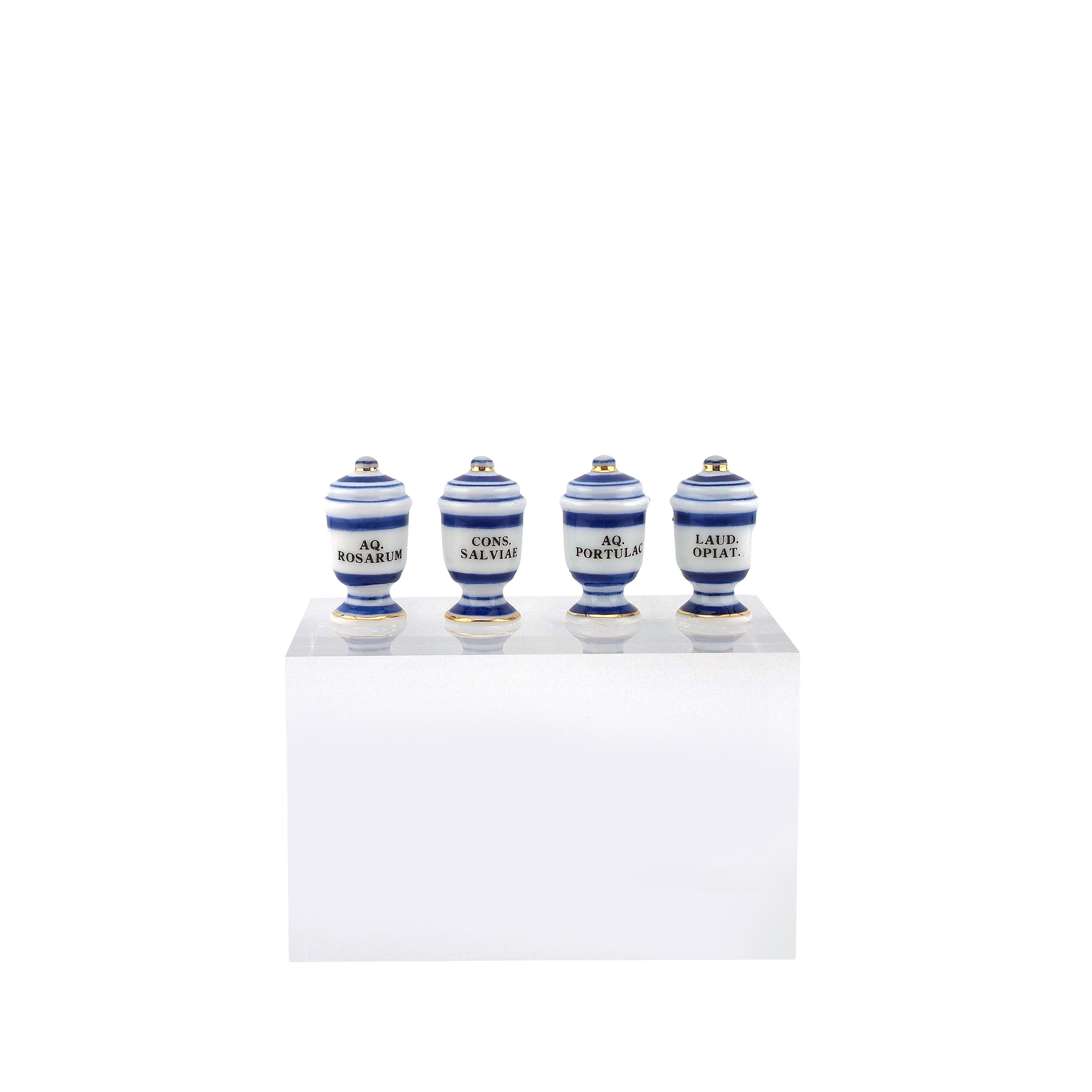 Mini Mundus Blue & White Porcelain Apothecary Jars Set of 4 Style D Group 2