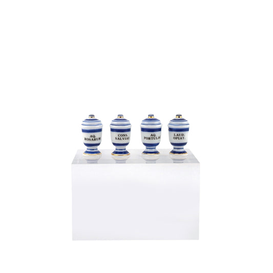 Mini Mundus Blue & White Porcelain Apothecary Jars Set of 4 Style D Group 2