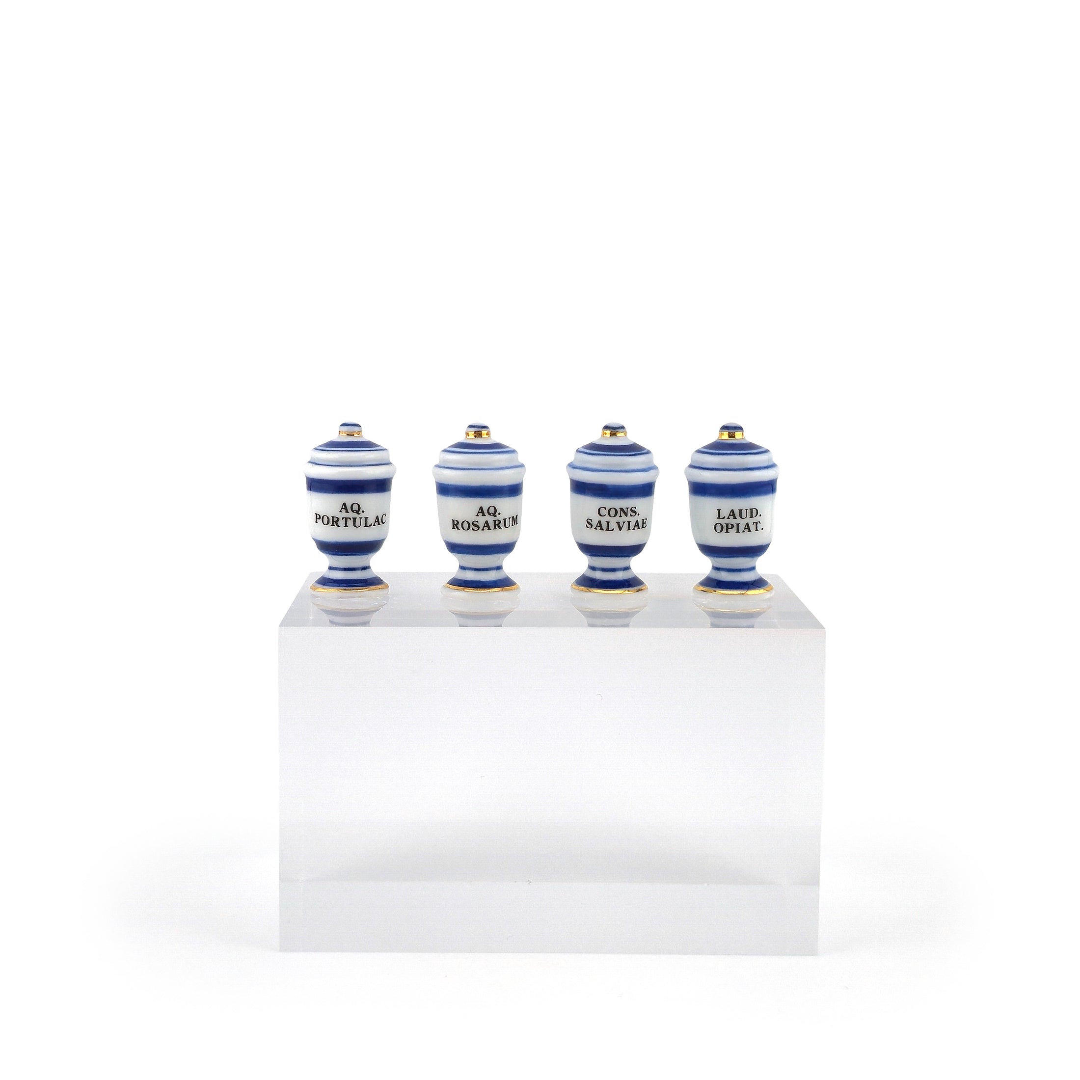 Mini Mundus Blue & White Porcelain Apothecary Jars Set of 4 Style D Group 3