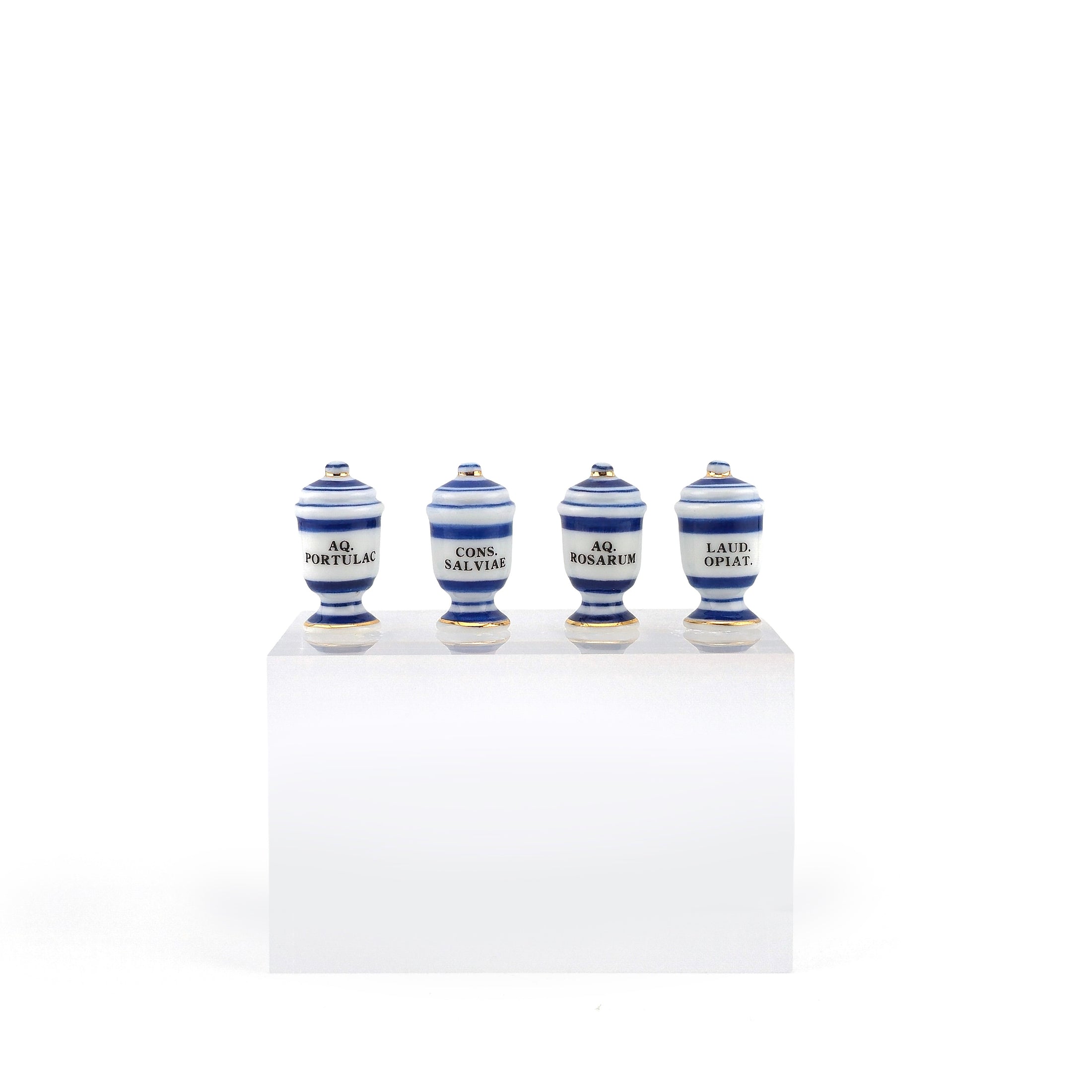 Mini Mundus Blue & White Porcelain Apothecary Jars Set of 4 Style D Group 6