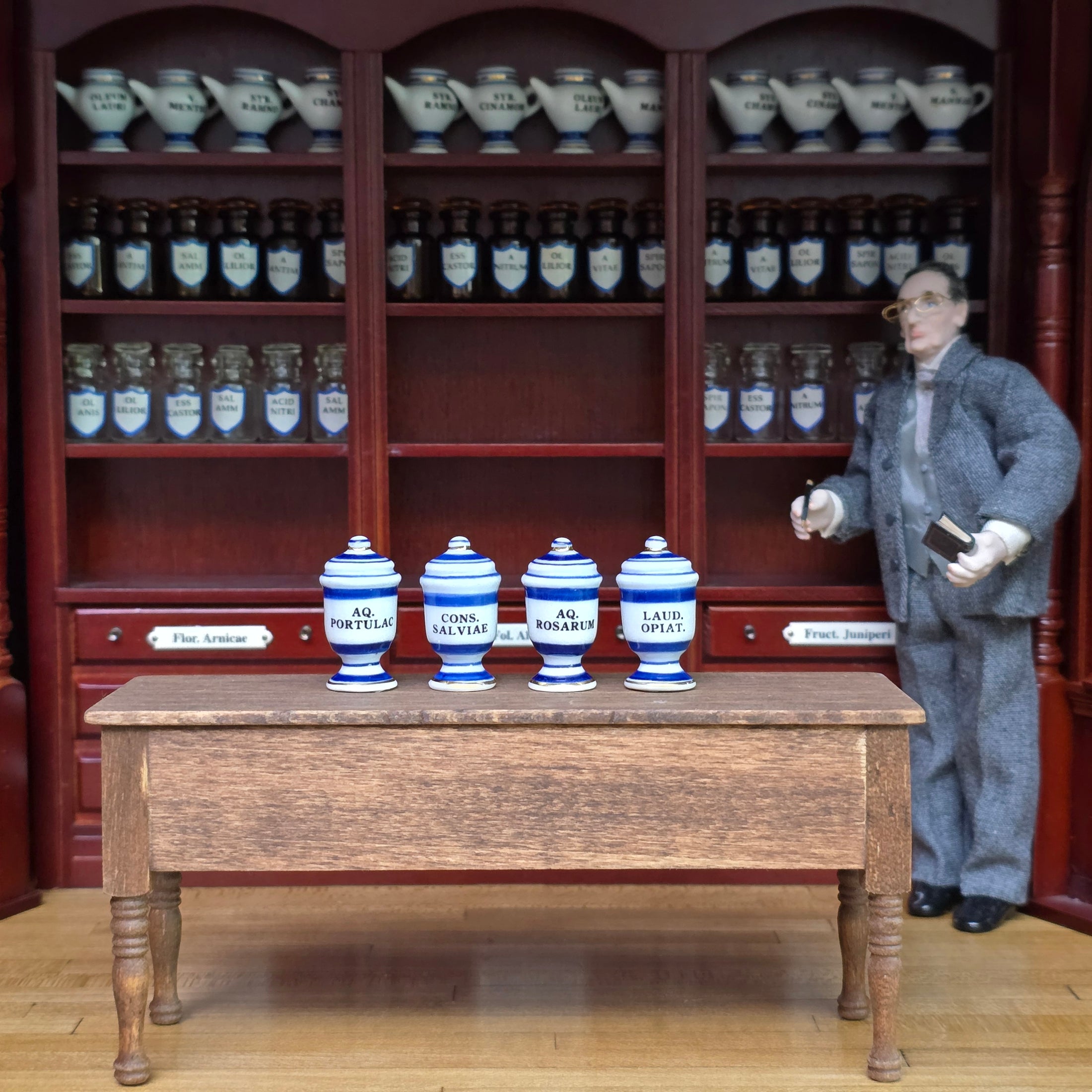 Mini Mundus Blue & White Porcelain Apothecary Jars Set of 4 Style D Group 6