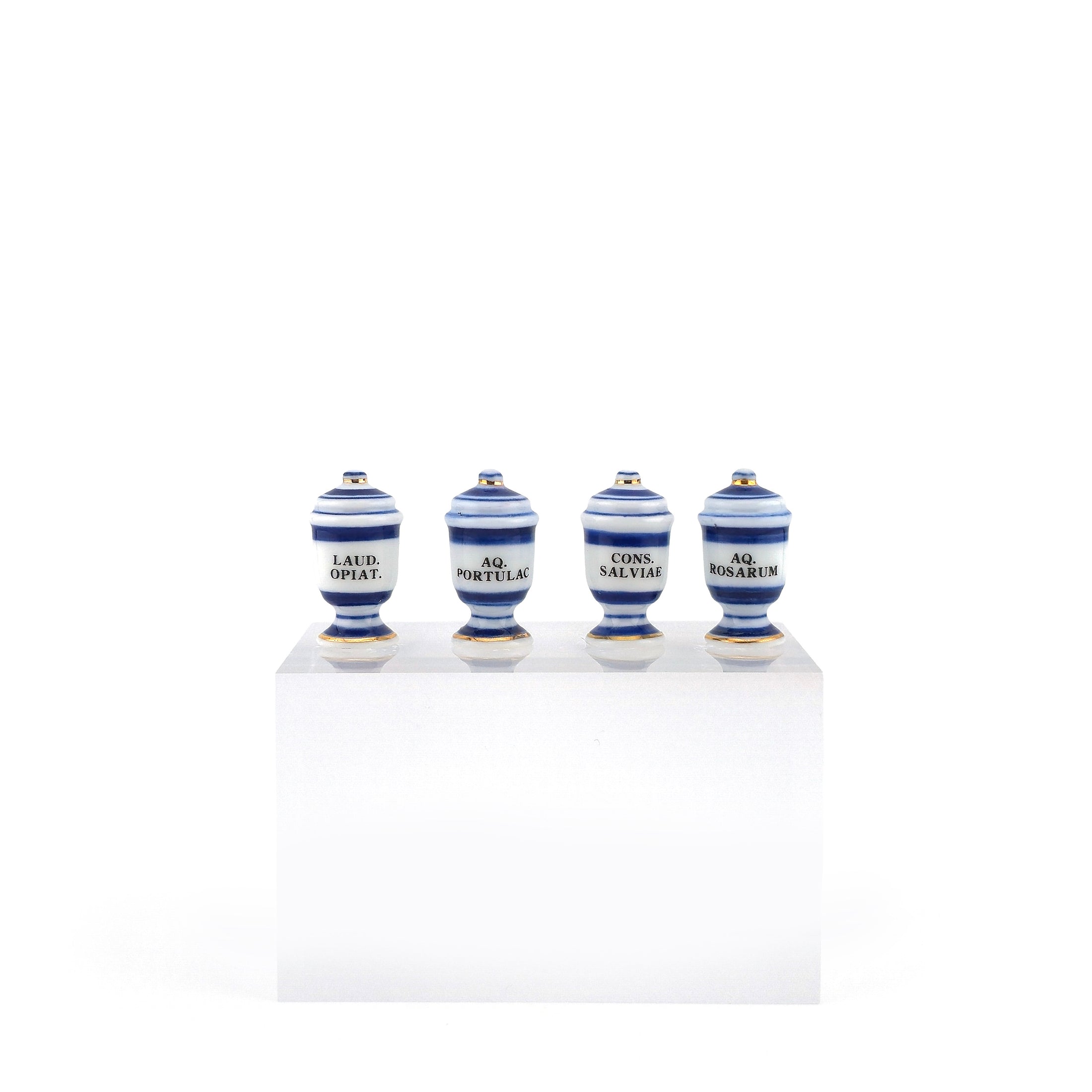 Mini Mundus Blue & White Porcelain Apothecary Jars Set of 4 Style D Group 7