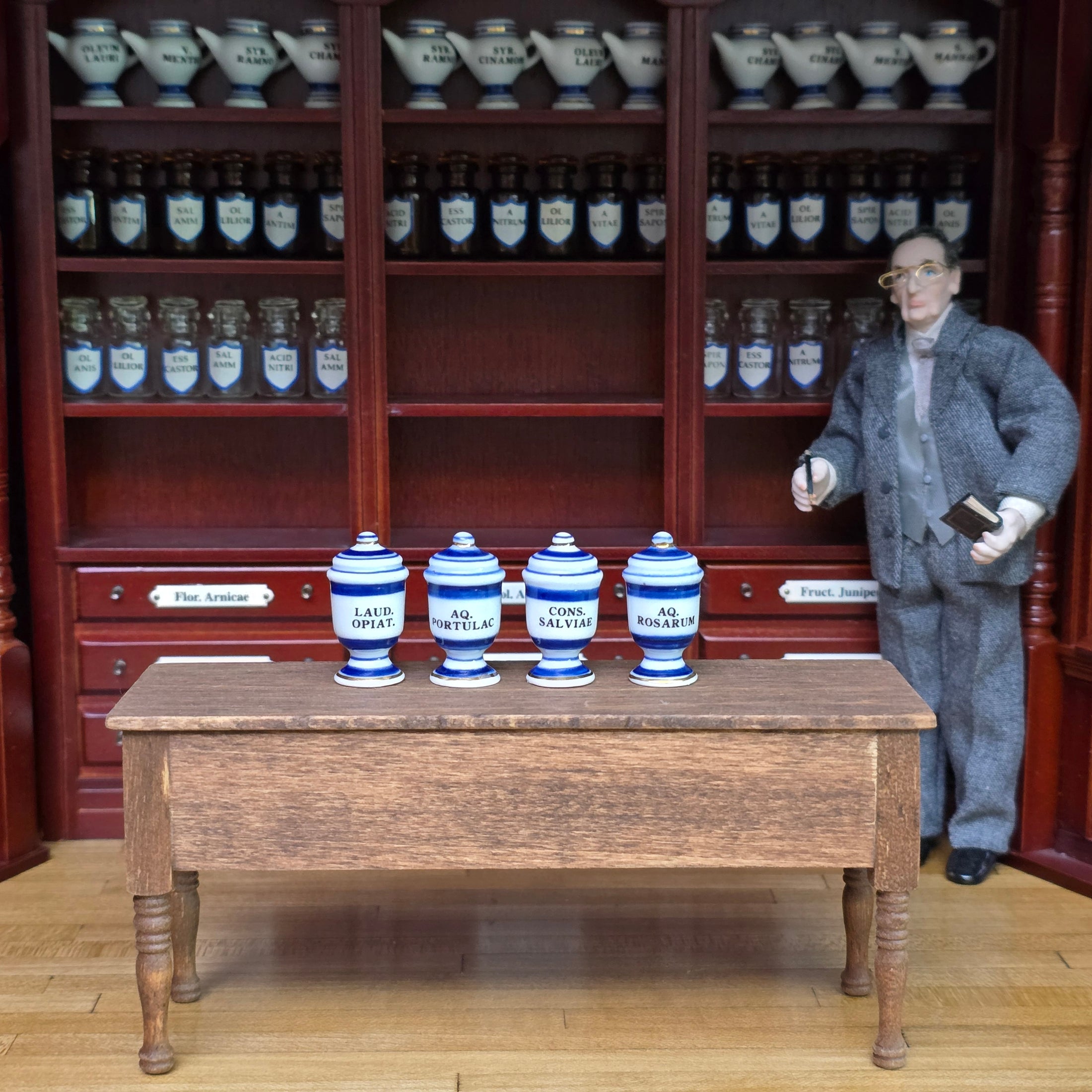 Mini Mundus Blue & White Porcelain Apothecary Jars Set of 4 Style D Group 7
