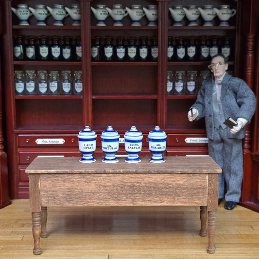 Mini Mundus Blue & White Porcelain Apothecary Jars Set of 4 Style D Group 7