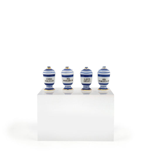 Mini Mundus Blue & White Porcelain Apothecary Jars Set of 4 Style D Group 8
