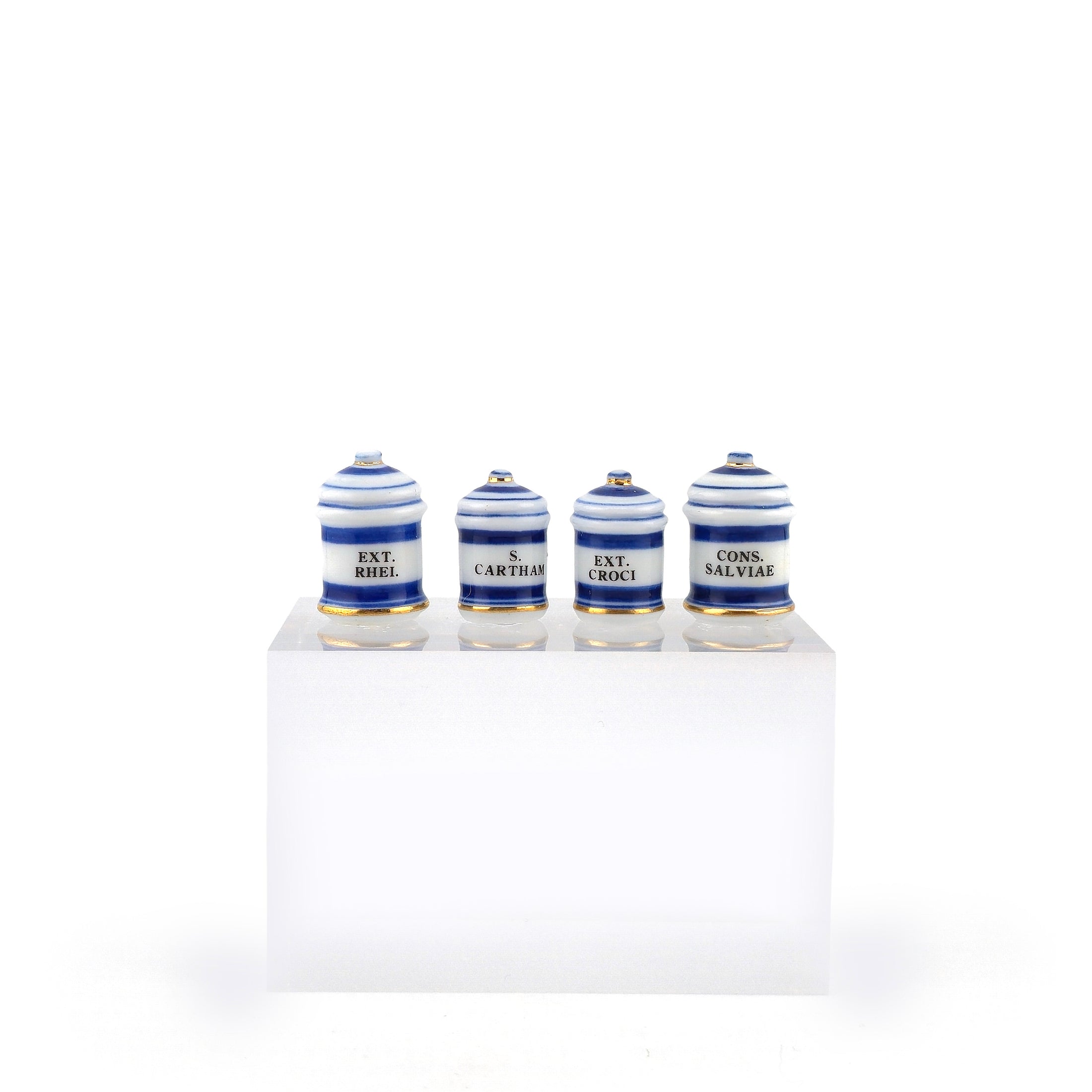Mini Mundus Porcelain Apothecary Jars Set of 4, Mixed Style B & C