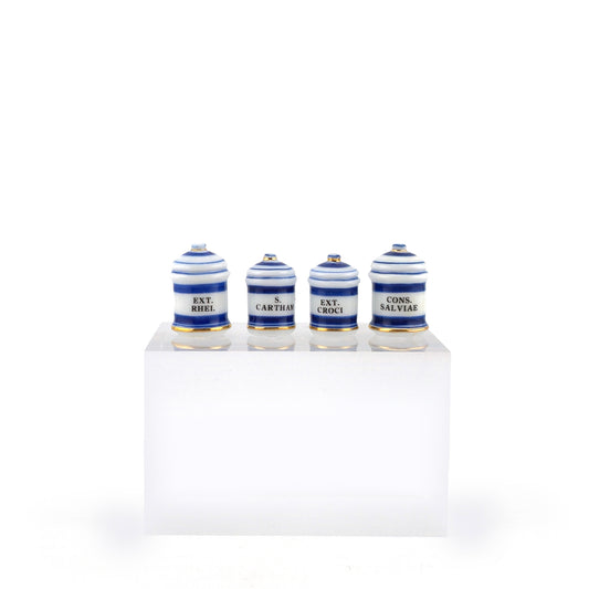 Mini Mundus Porcelain Apothecary Jars Set of 4, Mixed Style B & C