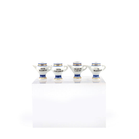 Mini Mundus Set of 4 Porcelain Apothecary Syrup Jars Style E Group 2
