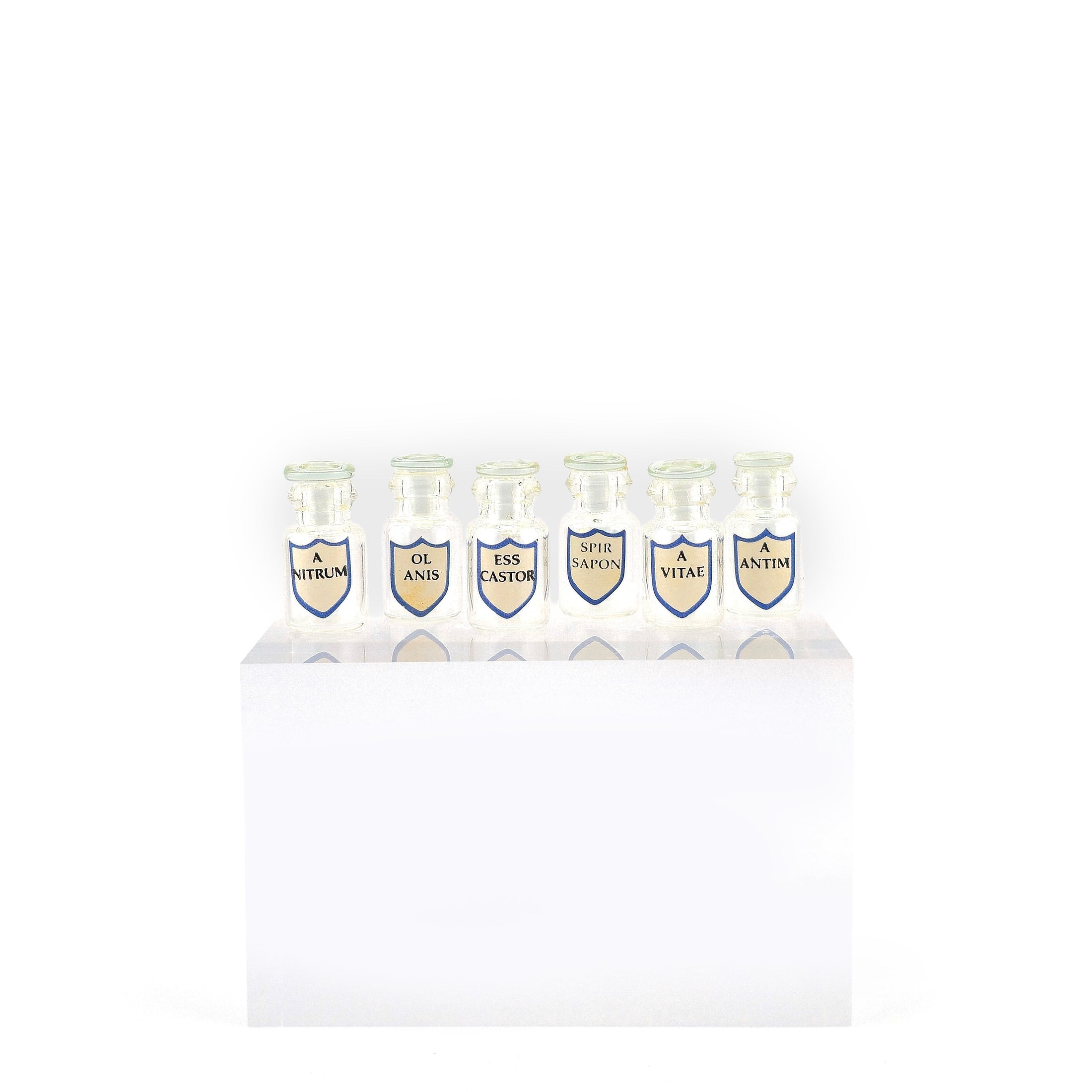 Mini Mundus Set of 6 Clear Glass Apothecary Bottles Style G Group 1