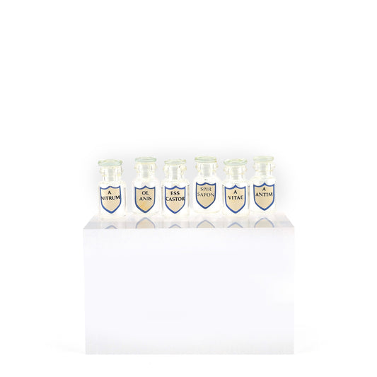 Mini Mundus Set of 6 Clear Glass Apothecary Bottles Style G Group 1