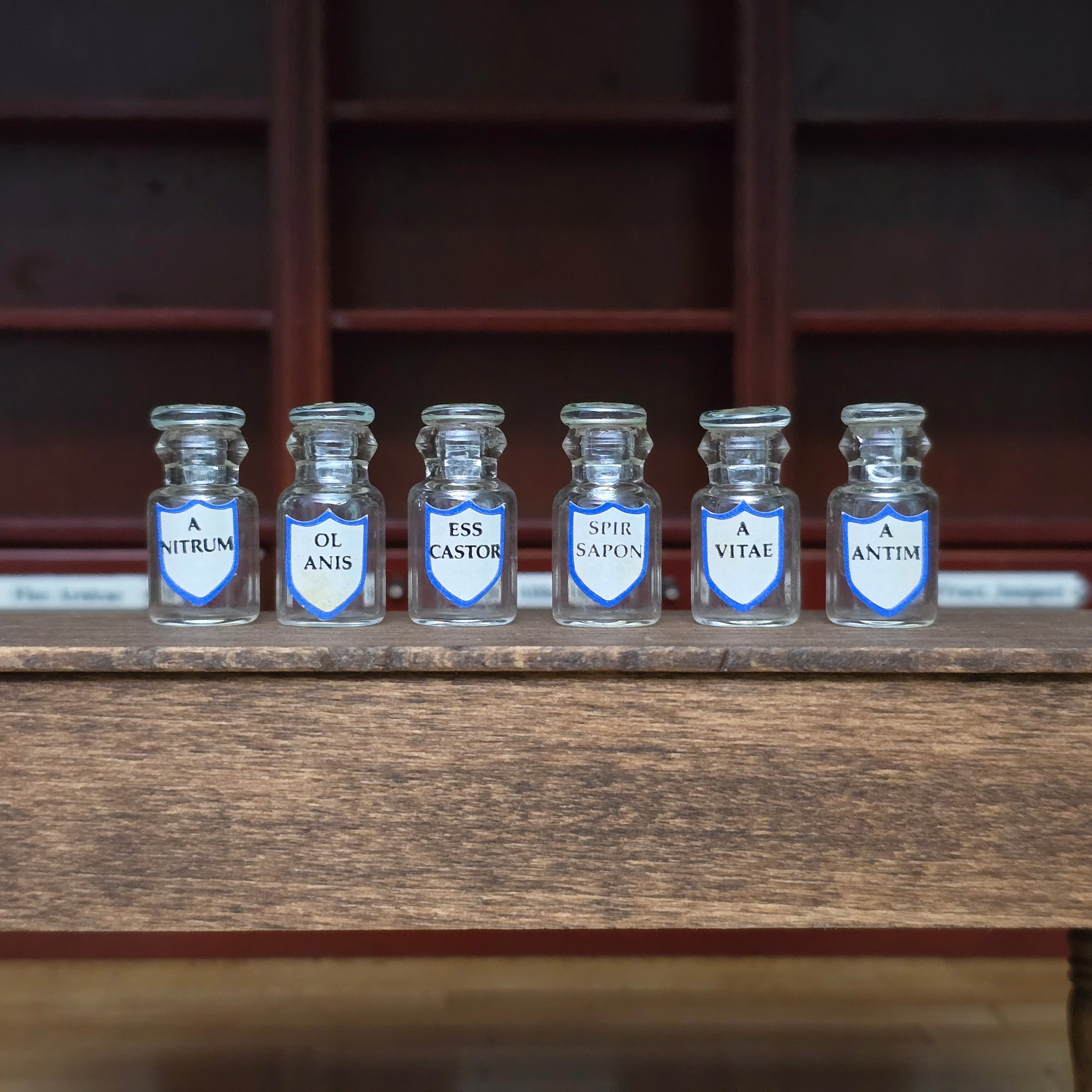 Mini Mundus Set of 6 Clear Glass Apothecary Bottles Style G Group 1
