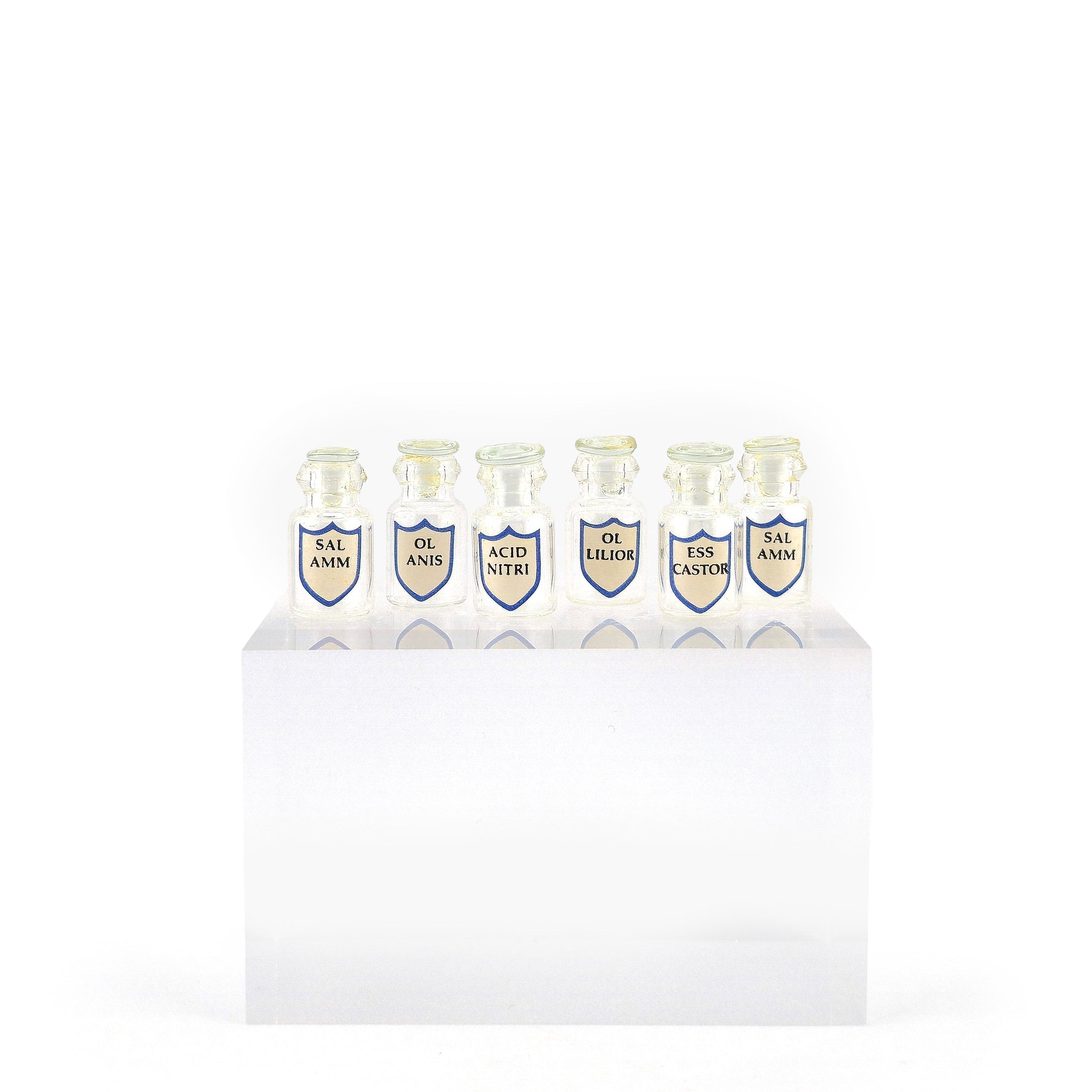 Mini Mundus Set of 6 Clear Glass Apothecary Bottles Style G Group 2