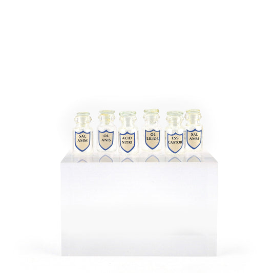 Mini Mundus Set of 6 Clear Glass Apothecary Bottles Style G Group 2