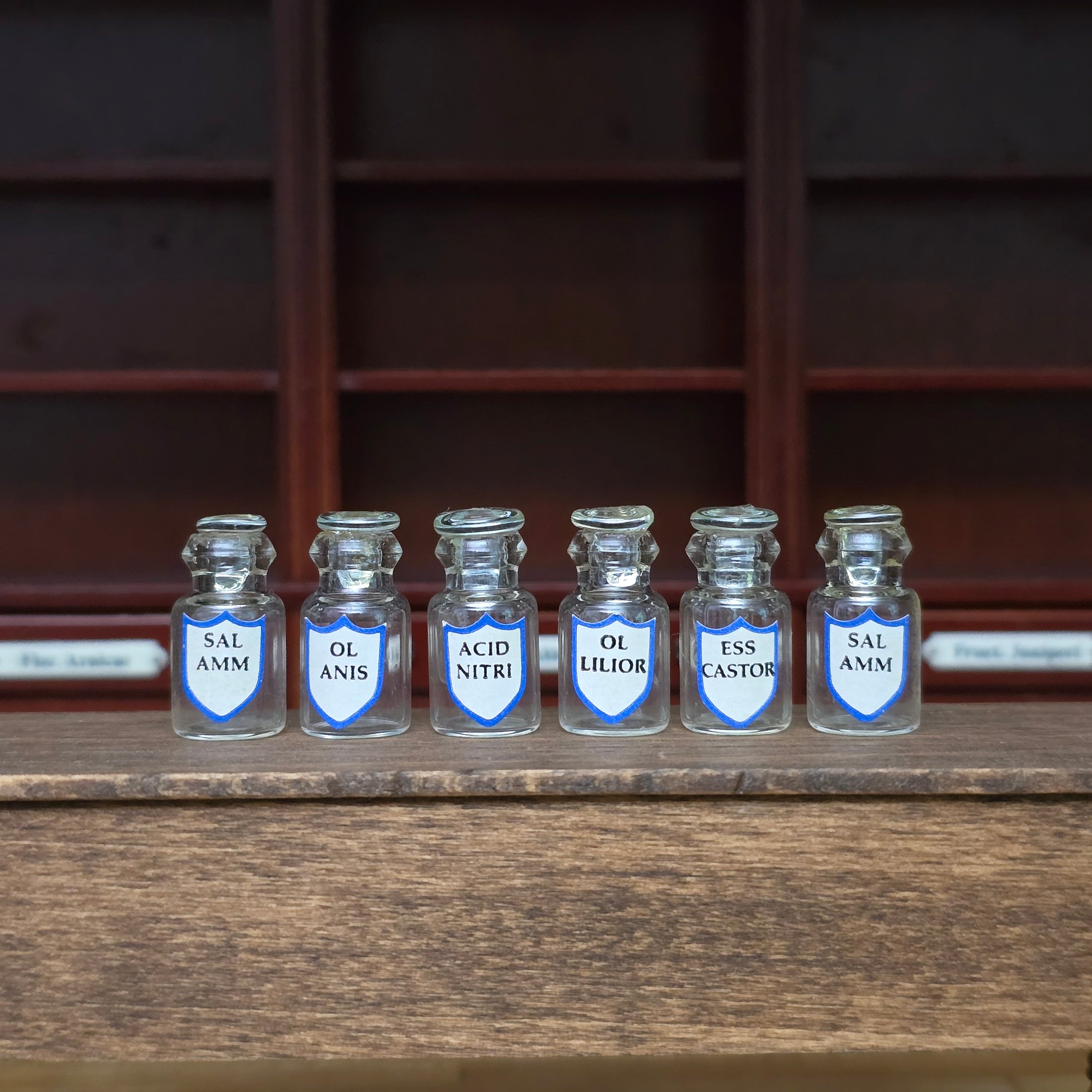 Mini Mundus Set of 6 Clear Glass Apothecary Bottles Style G Group 2